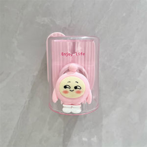 Anti-Mold Wall-Mounted Toothbrush Cup Dormitory Wash Cup Brush Teeth Storage Shelf No-Punching Needed Cute Cartoon Design