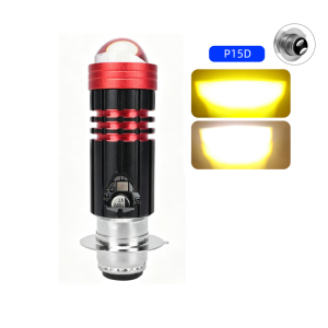 KEVANLY | 1PC BA20D H4 P15D Motorcycle LED Headlight Bulb DRL Driving Light Dual Color Yellow White Fog Light Hi/Lo Beam Lamp 12V