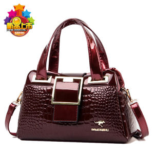 กระเป๋าผู้หญิงหนังทาสี กระเป๋าสะพายข้างแบบมีซิป กระเป๋าสะพายไหล่สำหรับวัยกลางคน กระเป๋าหนังแท้แบบเรียบง่ายและทันสมัย