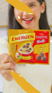 1 PACK ISI 5 ENERGEN Minuman Susu Sereal Rasa Vanila + Topping Beng Beng Balls Sachet