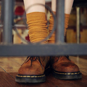 Womens Autumn and Winter New Bunching Socks Japanese Wool Socks Retro Tube Socks Korean Knitted Calf Socks Thigh High Socks