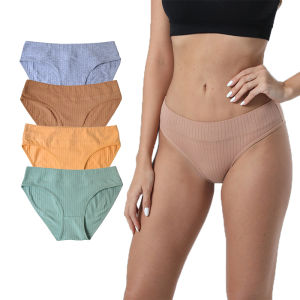 4Pcs Women's Underwear: Cotton Mid-Waisted Ladies Panties M-XL