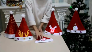 Light Up LED Christmas Hat Flannel Xmas Santa Claus Snowmen Christmas Party Hat for Adults and Kids Festive Supplies