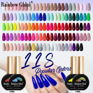 Rainbow Ghini 15ml 118 Colors Long Lasting Soak Off UV Gel Varnish Colorful Fine Glitter Nail Polish Professionals Manicure Gel