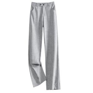 TUOYUN | Gray High Waist Draped Loose Womens Suit Pants Slimming Straight Leg Trousers Wide Leg Pants Spring Autumn New Style