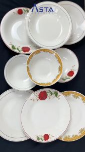 Piring Makan Keramik Porselen Tebal Motif 9 inch ( 23 cm )