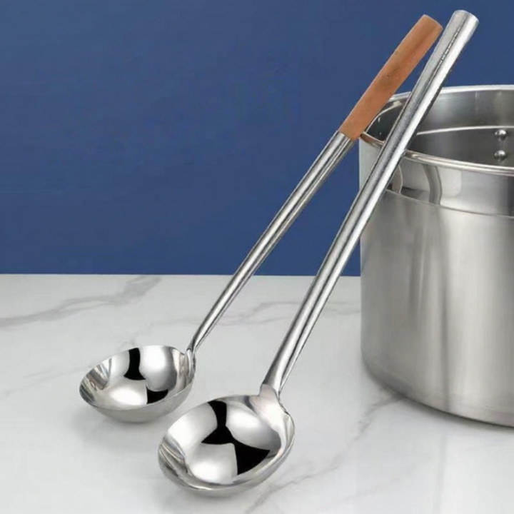 Jiaxun | Heat-Resistant Wooden Handle Stainless Steel Cooking Ladle ...