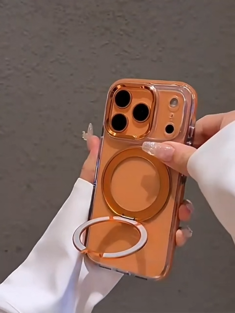 iPhone17 case Transparent Magnetic Case For iPhone 17 16 pro max Shockproof With Foldable Rotate 360° Magnetic Adsorption Bracket Acrylic Cover