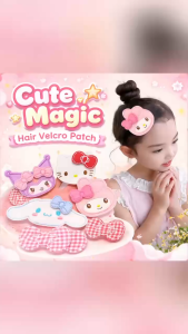 Ready Stock Magic Hair Velcro Patch Cute Sanrio Bangs Clip Fringe Fix Hair Pad for Girls Kuromi Hair Clip
