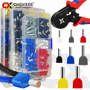 Ferrule Crimp Tool Set Insulated Cable Pin End Terminals Connectors 0.5-10mm² Twin Wire End Sleeves for Electrical Panel Wiring
