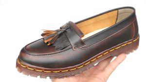 Sepatu Docmart Wanita Loafer Kulit Cokelat Bros Up
