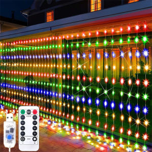 Christmas Curtain LED String Lights 8 Modes USB Light New Year All Saints Day Living Party Decoration Holiday Wedding Lights