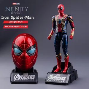 Marvel Iron Man Head Shaped Statue Deformable Toy Action Figure Spider-Man Joints Mobility Model Doll Kids educational Toys
