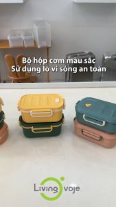 Hộp cơm Hai Tầng 1000ml - Có Thể Dùng Trong Lò Vi Sóng - Hộp cơm trẻ em hộp cơm văn phòng