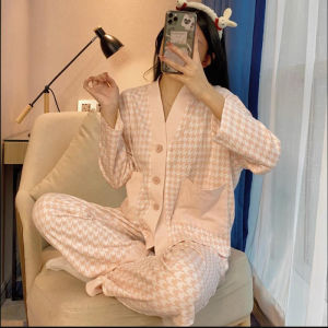 Bộ Đồ Ngủ Cotton Dài Tay Quần Dài Họa Tiết Hoa Dành Cho Nữ Bộ Đồ Mặc Nhà Thoải Mái Thoáng Khí Mùa Xuân Thu Đông