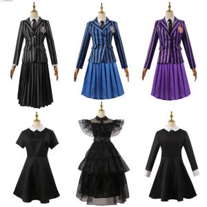 Halloween Adams Family Wednesday School Uniform Cosplay Costume Straight Hair Womens Style Party Performance Dress