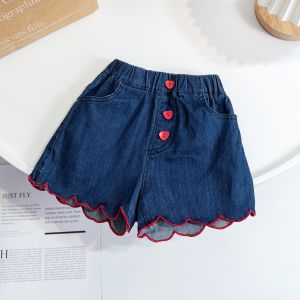 Cute Girls Denim Shorts Summer Fashionable Kids Clothing Cotton Material Casual Style mid Waist Elastic Belt Tagkita Brand