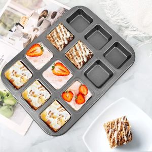 12 Cavity Square Multi-purposebakingtray Non-Stick Mini Muffin Baking Pan Square Muffin Tin Tray Corrosion-Resistant Bakeware