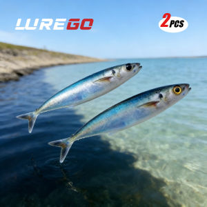 2PCS Trolling Fishing Lure 5.71in 33.5g Realistic Sardine Hard Bait for Tuna Mackerel Saltwater Deep Sea Boat Fishing