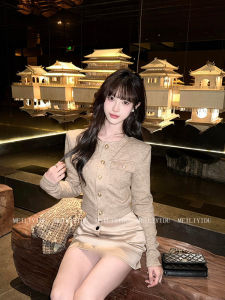 Bộ Váy Dài Tay Cổ Tròn Cỡ Lớn Thanh Lịch Có Khóa Kim Loại Váy Ngắn Ôm Sát Mùa Đông Thường Ngày Không Thương Hiệu