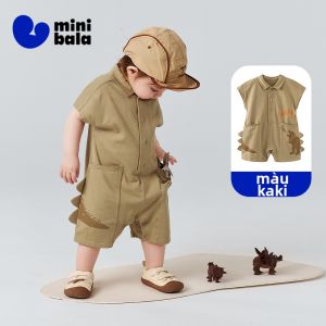 MINI BALA | Bộ Đồ Bé Trai Hình Khủng Long Thoáng Mát Khô Nhanh Chống Khuẩn