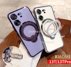 GalaxyA55 Phone Case For Samsung Galaxy A55 A54 A35 A 35 A 54 A 55 A25 5G A15 4G A15 5G A05S A05 A53 5G SamsungA55 5G Transparent Plating Casing Ring Holder Shockproof Bumper Bracket Soft TPU Edge Back Cover