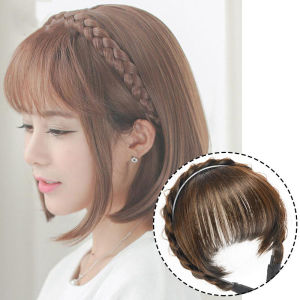【Ready Stock】Synthetic Natural Headband Air Wigs Bangs With Braids Heat Resistant Air Bangs in Hair Extensions Hairpieces for Women