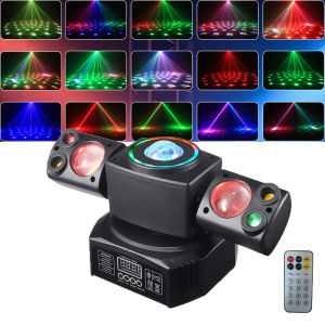 DMX Colorful LED Beam Laser Strobe Moving Head Light Remoter Control Stage Effect Lighting Halloween Xmas DJ Bar Party Lights
