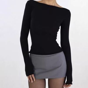 Áo Thun Dài Tay Ôm Vừa Vặn Cổ Chữ V Phong Cách Mỹ Cổ Điển Dành Cho Nữ Mùa Thu Thường Ngày Màu Trơn Cotton Polyester