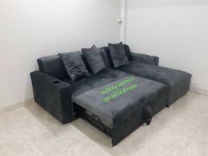 โซฟารุ่น ดึงนอน ผ้าหนังช้างฮอนแลนด์ สีเทาเข้ม ขนาดกว้าง2.40เมตร*ยาว1.65เมตรลูกค้าสามารถเลือกแอลซ้าย/ขวาได้