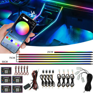 6/10/18 in 1 Led Car Ambient Lights RGB Acrylic Strips Symphony Streamer Interior Rainbow Atmosphere Lamp Control By App For BMW