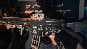 Robotime ROKR M416 Carbine LQB02 3D Wooden Puzzle DIY Model with Mechanical Rubber Band Blaster