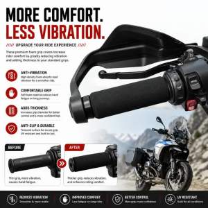 Foam Motorcycle Handle Grip Covers for BMW R1300GS R1250GS R1200GS ADV F850GS F650GS Adventure Slip-On Handlebar Grips Anti-Slip