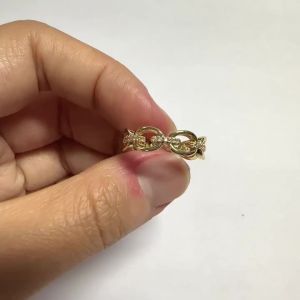 Huitan Chain Linked Women Ring Wedding Engagement Gold Color Accessories Inlaid Bright CZ Fashion Party Versatile Luxury Jewelry