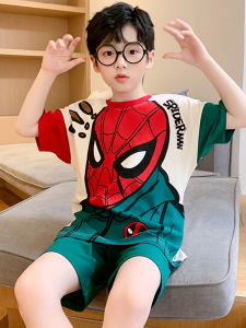 Boys Summer Lightweight Short Sleeve Pure Cotton Sleepwear Cartoon Home Clothes Breathable Moisture Wicking Childrens Clothing