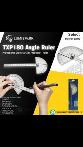 LUMISPARK TXP180 Angle Ruler - Stainless Steel 180 degree Protractor - Angle Finder - Drafting Ruler Tool