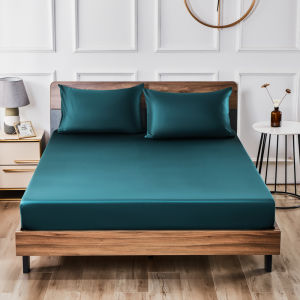 100-Thread Count Pure Color Long Velvet Cotton Bed Canopy Mattress Cover Smooth Satin Feel One Piece Gold Camel Purple 180*220