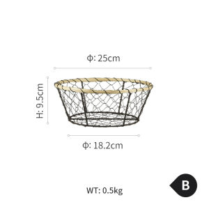 Woven Iron Art Storage Basket Egg Carrier Kitchen Vegetable Fruit Bread Organizer Basket Snack Miscellaneous Vegetable Basket