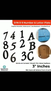 SYN 0-9 Number & Letter Plate Address House Gate - Durable PolyFlex Material - Weatherproof
