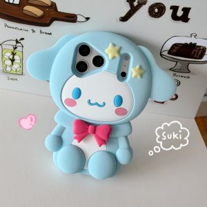 Sanrio | Cute Cartoon 3D Cinnamoroll Silicone Phone Case For iphone 17 13 Pro Max 16 15 14 Plus Sanrio Shockproof Protective Soft Cover