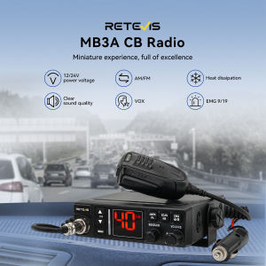 Retevis MB3A MB63A AM FM CB Radio 40 Channels 12V/24V Emergency Channel 9/19 Public Address (PA) Function ASQ/SQ 27Mhz Mobile Radio for Truckers Fishing boats Vans Lorry Long Range