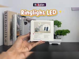 Rokeet Ring Light Magnetik Dudukan HP Tripod Portable Mini LED Selfie Beauty Live Streaming 3 Mode Cahaya