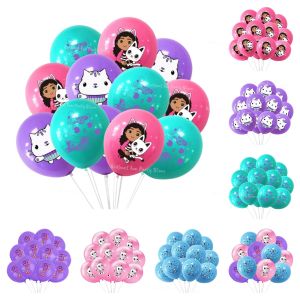12Pcs Gabby Dollhouse Party Balloons Set Cartoon Cats 12Inch Latex Balloon Baby Shower Girl Birthday Party Decorations Kids Gif