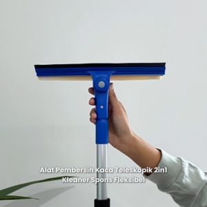 Kleaner Alat Pembersih Kaca Teleskopik 2 in 1 Dengan Sponge & Wiper