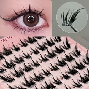 Mixiaohe Fox Style Lông Mi Giả Nghiêng 48 Cụm 10-14mm D Curl Tự Dính Không Cần Keo Không Cần Tháo Gỡ Cho Người Mới Bắt Đầu