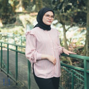 Madeena Shirt Top Basic Top Casual Top Daily Kemeja wanita Kemeja Salur