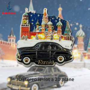 1PC Russian Winter Classic Car Creative 3D Sticker for Refrigerator Travel Souvenir Home Decoration Elegant Gift