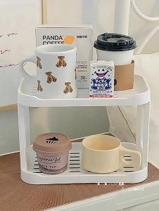 ชั้นวางที่พลาสติก 2 ชั้น ชั้นเก็บ และเสียงที่ชั้นวาง ใส่ทิชชู่ สำหรับห้องน้ำ ห้องครัว คุณภาพ: ชั้นวางบนโต๊ะ ถอดประกอบได้