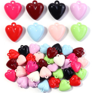 5pcs/lot Acrylic Heart Charms Pendant Colorful 32X35mm Love Heart Pendants For DIY Handmade Jewelry Making Necklace Bracelet