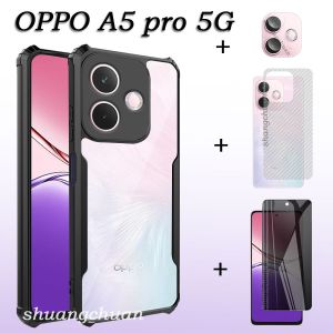 4IN1 For OPPO A5 pro Privacy tempered glass film A5pro Phone Case A18 A38 A78 4G full screen toughened glass protective film Back film Lens film shock-proof phone case